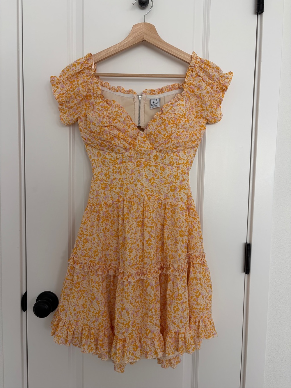 Angel Biba Yellow Floral Ruffle Mini Dress